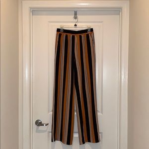 Forever 21 Wide-Leg Pants in Black/Orange Stripes